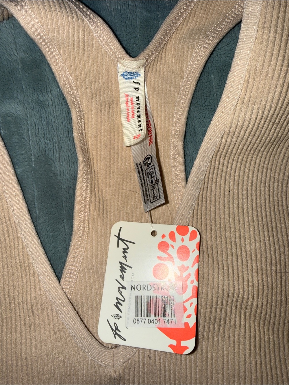 Ribbed Racerback Crop Tank - Tan - Picture 2 of 5